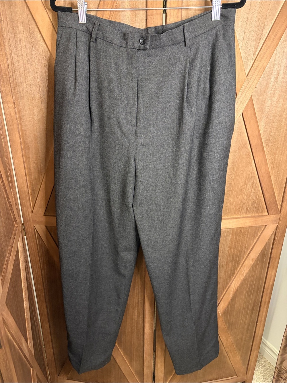 EVAN-PICONE Vintage 100% Wool Grey Pleated Trousers Career Pants SIZE 16